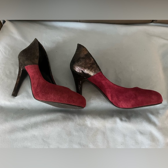 Suede Stilettos - Burgundy Suede & Metallic - US 8.5 / EUR 39 - Picture 3 of 4